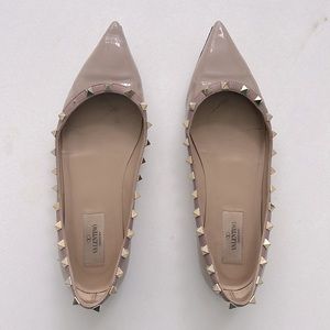 Valentino Rockstud flats- blush color- worn, but in decent shape.